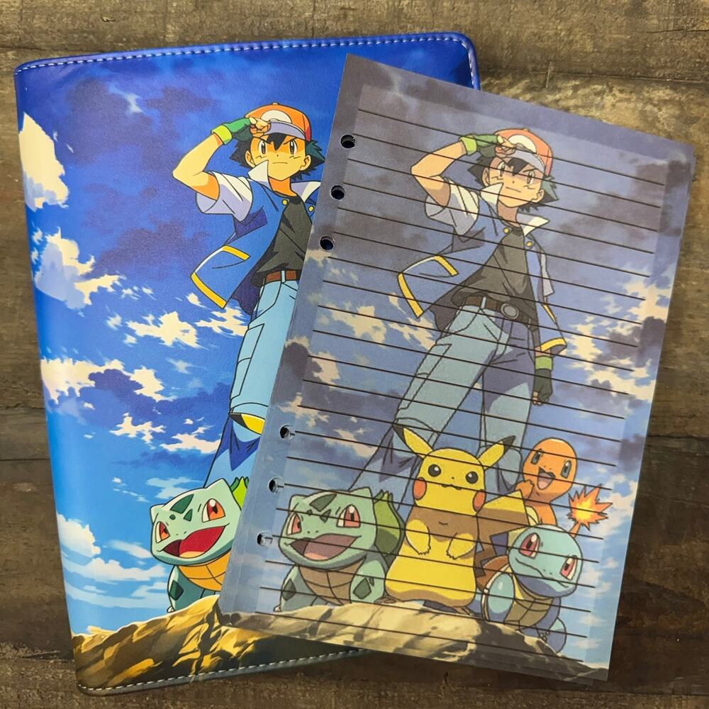 Pokemon A5 Binder with matching printed paper and zipper pouch
